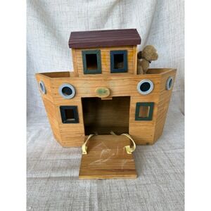 Boyds Bears Noahs Ark Wooden Toy Brown Vintage Decor Plush Set